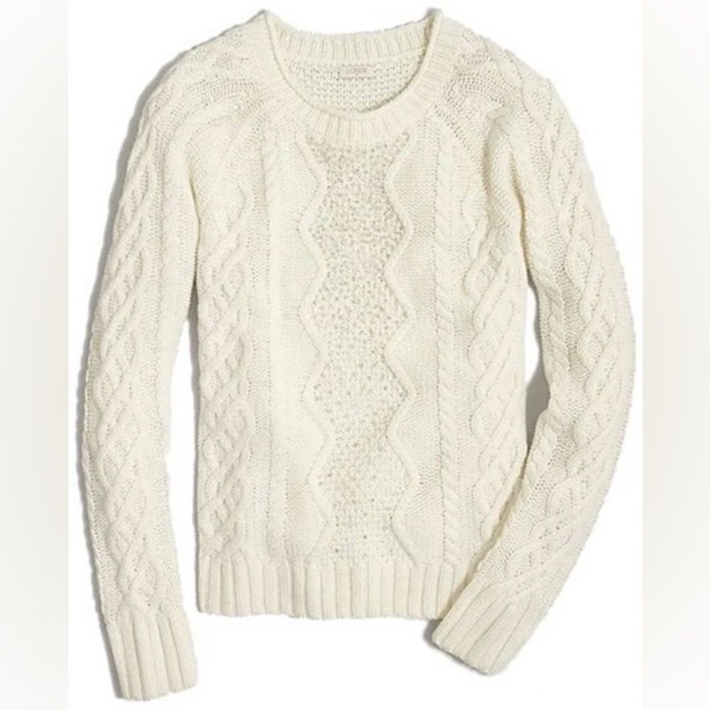 J Crew medium white sweater with beads